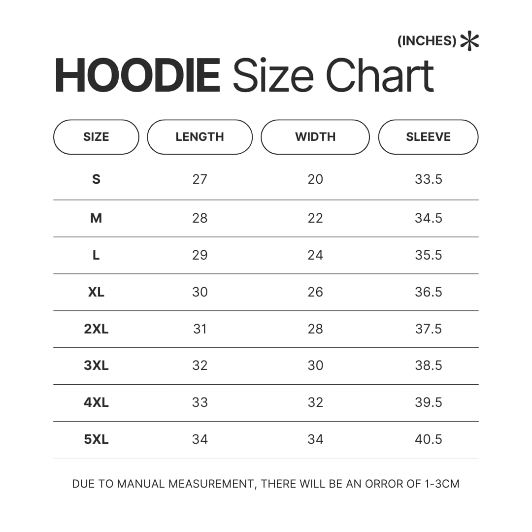 Hoodie Size Chart - Skeleton Knight In Another World Merch