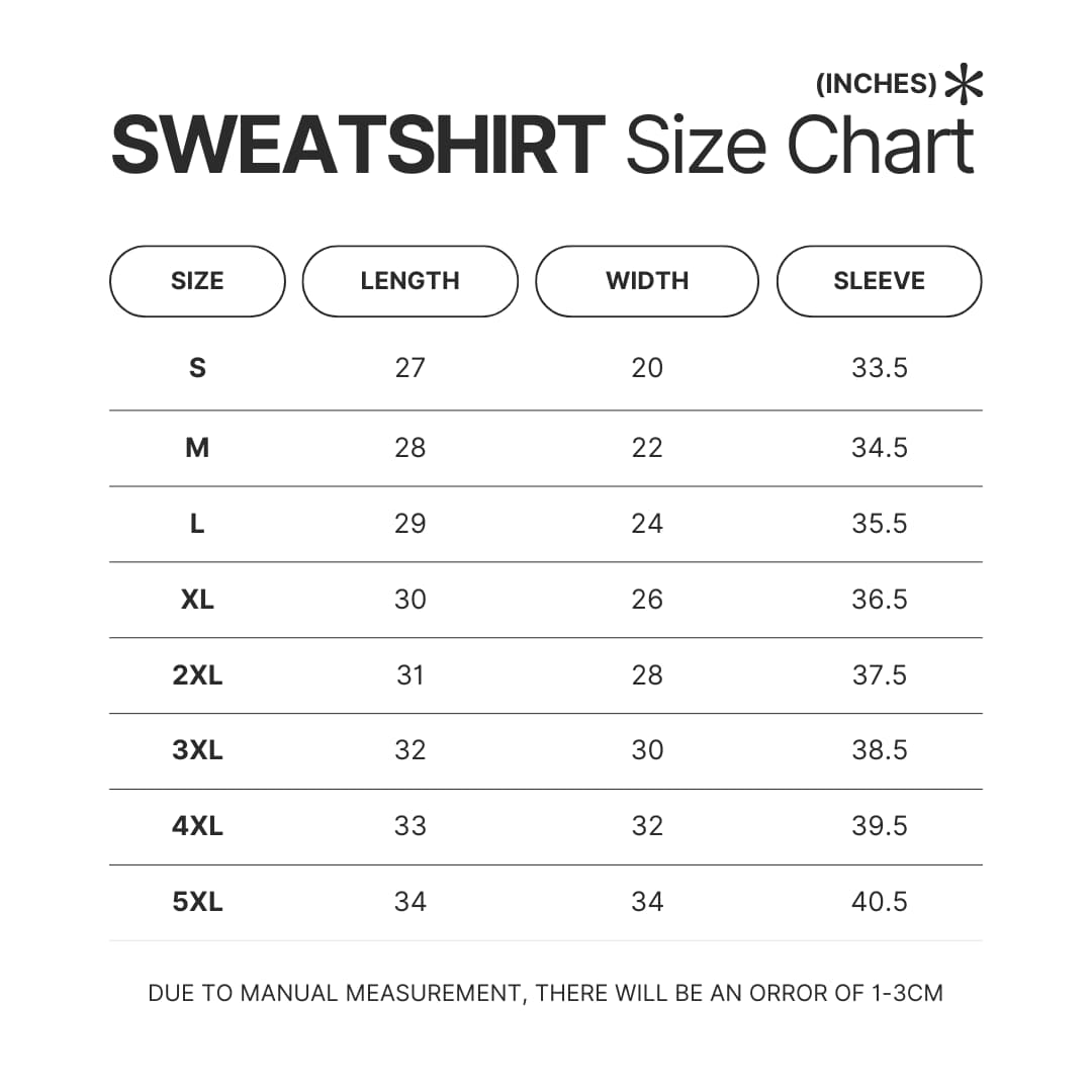 Sweatshirt Size Chart - Skeleton Knight In Another World Merch