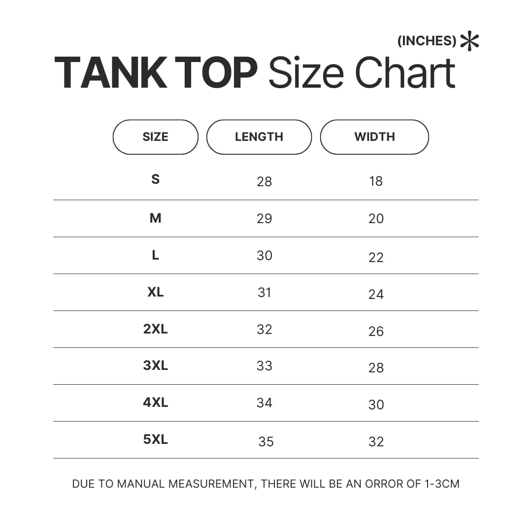 Tank Top Size Chart - Skeleton Knight In Another World Merch