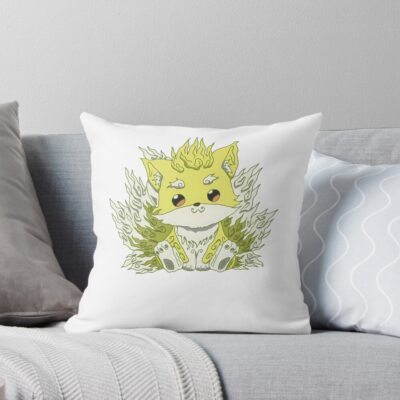 Cute Ponta In Ukiyo E A Traditional Japanese Art Style With Pastel Color From Skeleton Knight In Another World Or Gaikotsu Kishi Sama Anime Show Throw Pillow